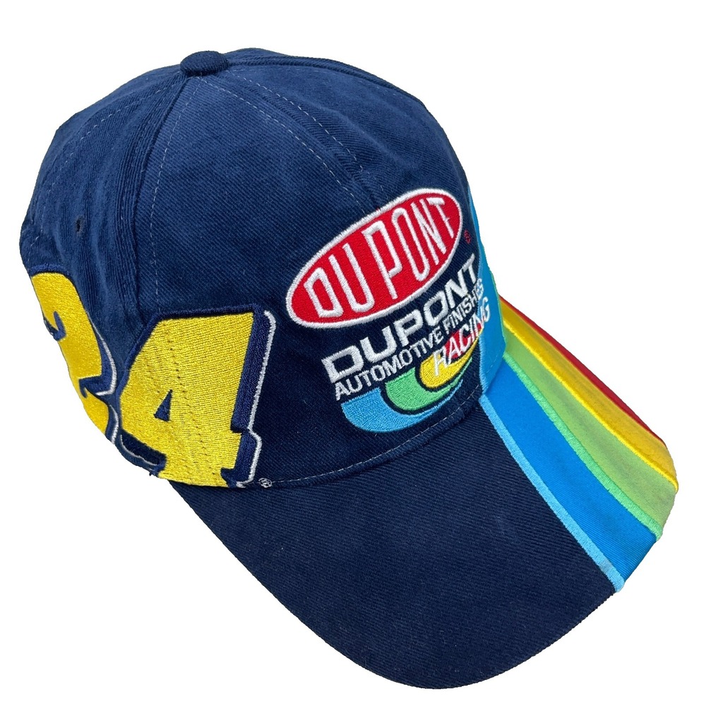 Vintage Jeff Gordon Hat Cap Snapback Nascar Racing Big Logo Rainbow 90s Y2K Worn
